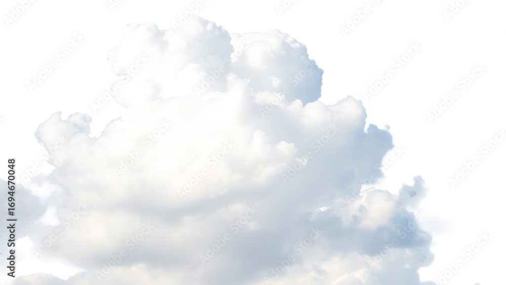Poster Realistic white cloud sky element isolated on transparent background fluffy clouds in Cutout isolate