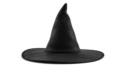 Fototapeta premium A black witchs hat on a white background