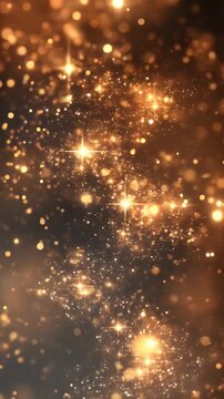 Swirling golden sparkling lights on a dark background. Perfect for luxury, festive, or magical design projects and backgrounds.