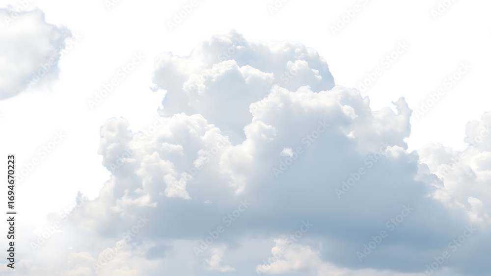 Poster realistic white cloud sky element isolated on transparent background fluffy clouds in cutout isolate
