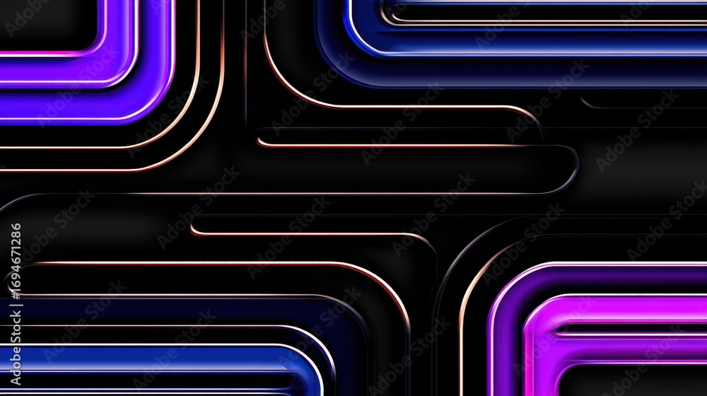 Aufkleber abstract geometric neon concept. abstract geometric pattern with vibrant lines on a dark background.