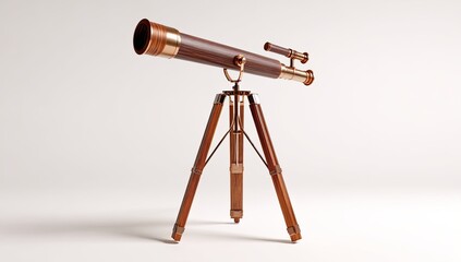 Antique telescope on tripod, studio shot