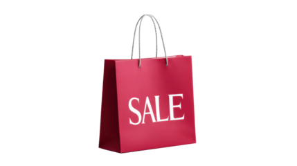 Red Sale Shopping Bag on Transparent Background