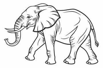Fototapeta premium Stylized line art elephant illustration with geometric elements