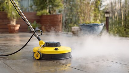 Fototapeta premium Steam cleaning patio