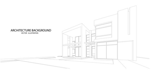 3d wireframe of building. sketch design.Vector
