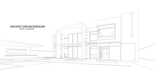 3d wireframe of building. sketch design.Vector
