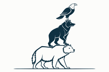 Obraz premium Abstract geometric animal totem stacked illustration