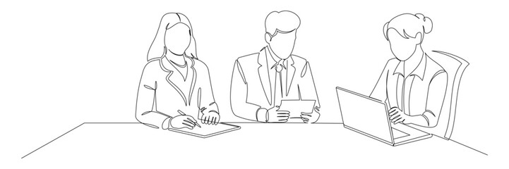 Continuous line drawing of a businessman and a woman. Vector illustration of a company boss or CEO and a secretary 4