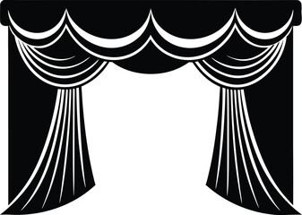 Elegant black curtains in a stage silhouette vector
