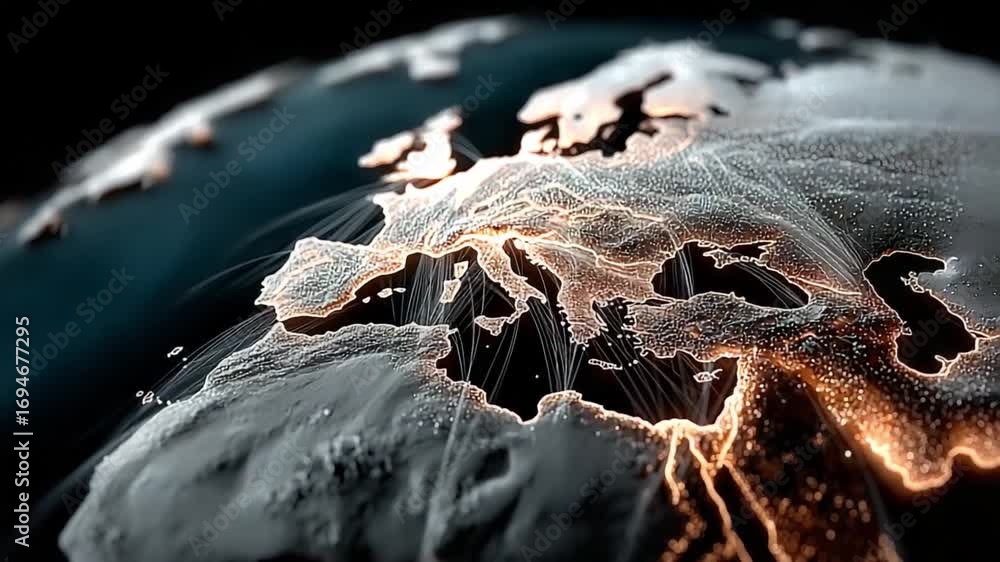 Poster global data visualization: a captivating visualization of earth showcases intricate global connectio