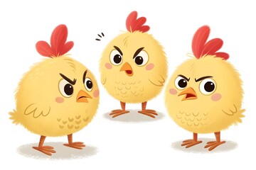 Cute angry baby chicks characters 