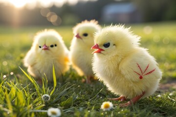 Cute angry baby chicks characters 