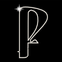 Capital Letters P of English alphabet. luxury and elegant font glamour french style