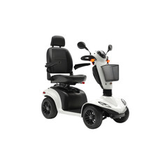 Modern White Mobility Scooter with Black Seat and Basket