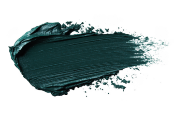 Emerald green paint stroke texture graphic element, artistic brushstroke design, isolated on transparent background