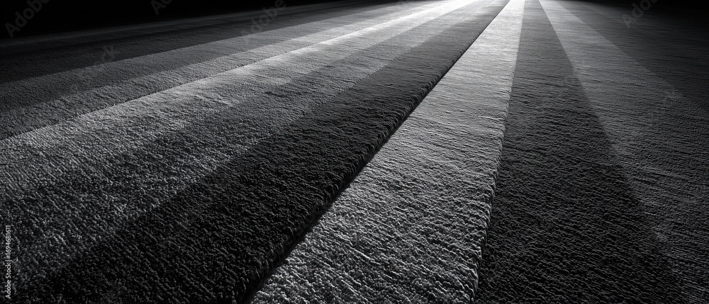 Poster monochrome carpet texture with striped patterns and dramatic light shadows, creating a minimalist an