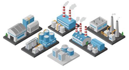 Obraz premium Isometric factory design featuring industrial architecture and facility layout