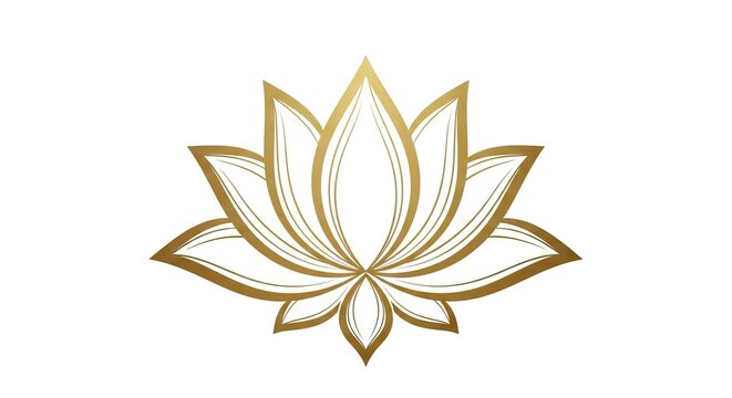 Gold lotus flower with a detailed outline