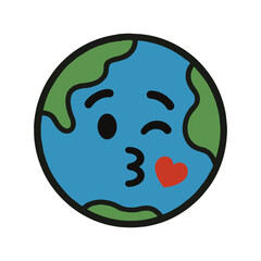 character emotion earth kiss vector on white background
Vector icon character with emotion