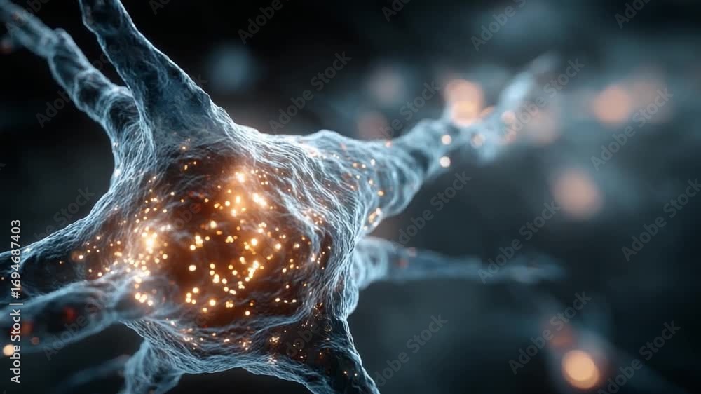Poster neurons in action: a highly detailed microscopic view reveals the intricate structure of a neuron, i
