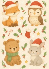Cute festive animal illustration