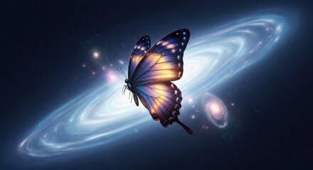 Cosmic Butterfly in Galactic Swirl