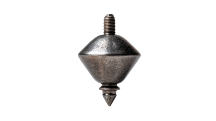 Precision Point: Close-up of an antique plumb bob, a symbol of accuracy and the unseen forces of gravity