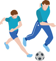 vector illustration of a father and a son playing