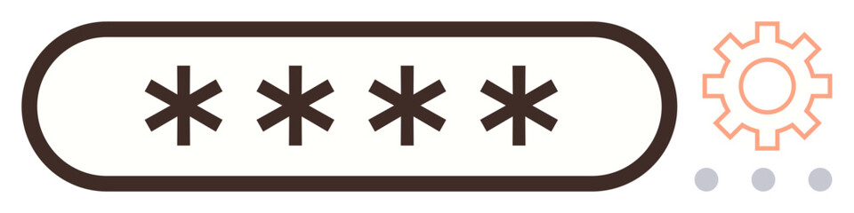 Obraz premium Password entry field with asterisks and gear icon symbolizing security, customization, and system settings. Ideal for cybersecurity, privacy, software, access control, user interface, technology