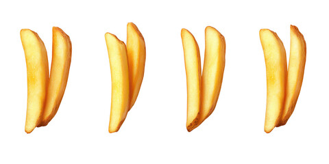 Four Potato Wedges fries clear isolated on a transparent background