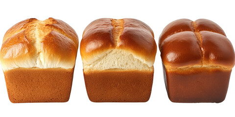 Three Loaves of Golden Brown Baked Bread Keywords: bread, loaf, baked, golden brown isolated on a transparent background
