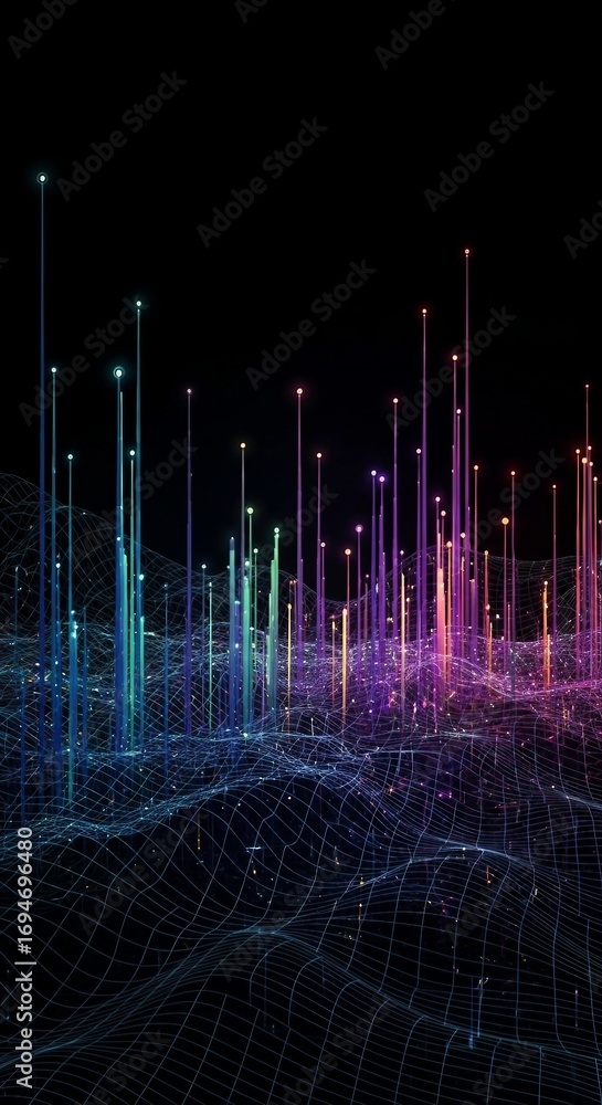 Poster abstract dot point connect with gradient line and aesthetic intricate wave line design , internation