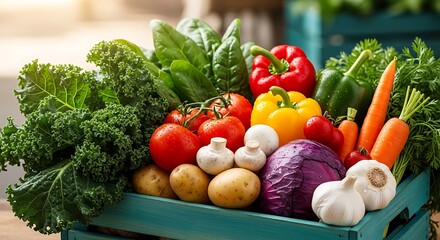 Fresh Farm Vegetables in Crate.
