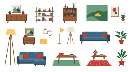 Modern minimalist living room elements with cozy furniture and decor