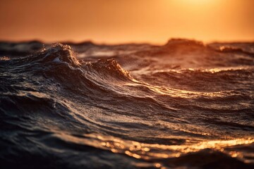 Golden sunset on restless waves