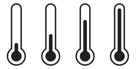 Thermometer temperature up and down icon. Temperature thermometer icon set. Temperature thermometer scale illustration. 
