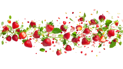 Fresh strawberries with leaves, Isolated on white background