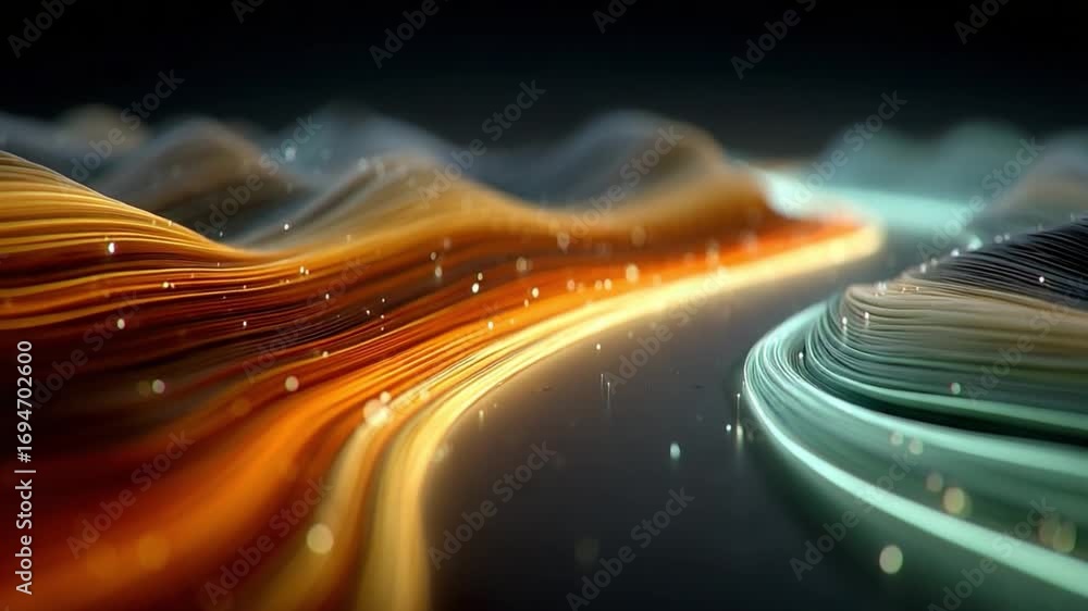 Poster abstract digital highway: a mesmerizing digital artwork depicting flowing lines of light, evoking sp