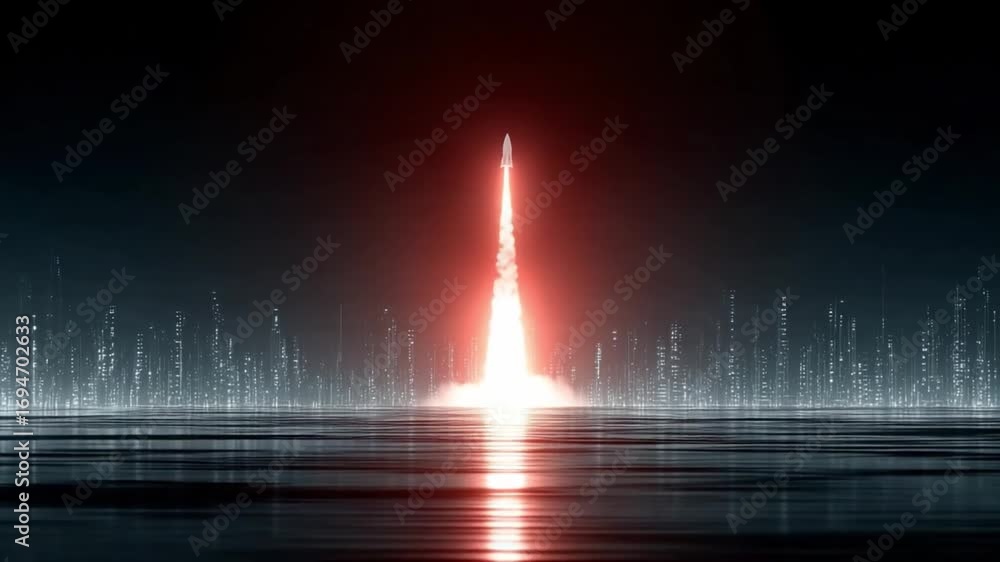 Poster illumination of ascent: a striking display of red energy erupts skyward against a dark canvas, evoki