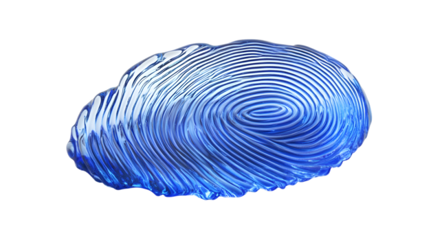 Abstract blue glass fingerprint, Isolated on white background - Powered by Adobe