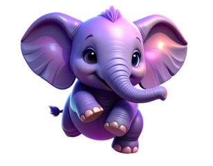 Cute 3D Render of a Baby Elephant, Playful and Bouncing.