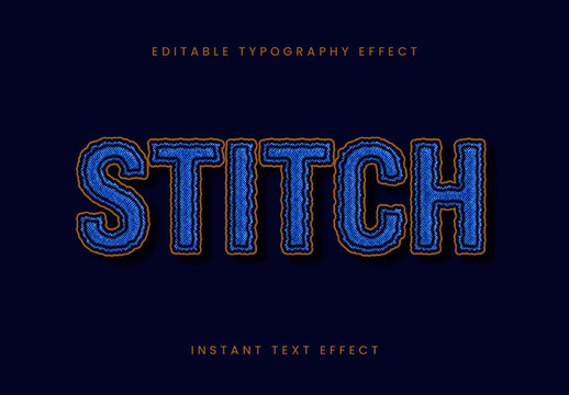 Blue And Brown Embroidery Chainstitch Colorful Thread Text Effect Stitch Fabric Textile Font