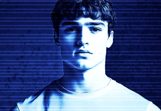 Blue Line Screen Halftone Photo Effect