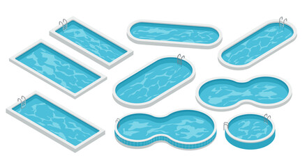 Isometric swimming pool designs: variety of shapes and styles for your project