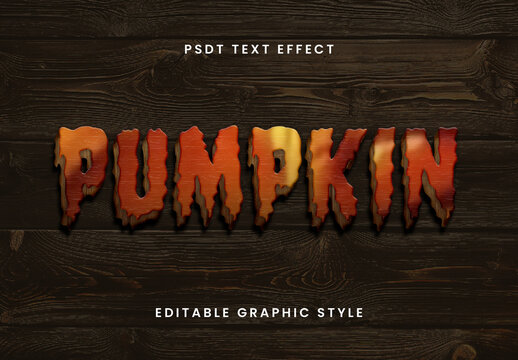 Orange Pumpkin Carved Halloween Text Effect Spooky Engraved Font