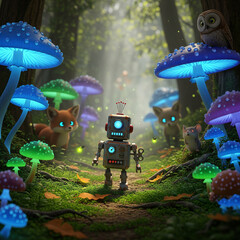 Lost Toy Robot in Forest