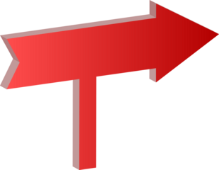 Red Arrow Standing on Vertical Line Isolated on Transparent Background