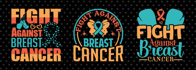 Fight Against Breast Cancer SVG Bundle | Pink Ribbon Awareness Cut Files for T-Shirt Design 