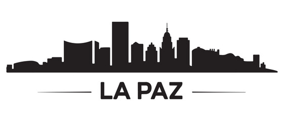 Obraz premium La Paz skyline silhouette. Black La Paz city design. Vector black silhouette. with white background